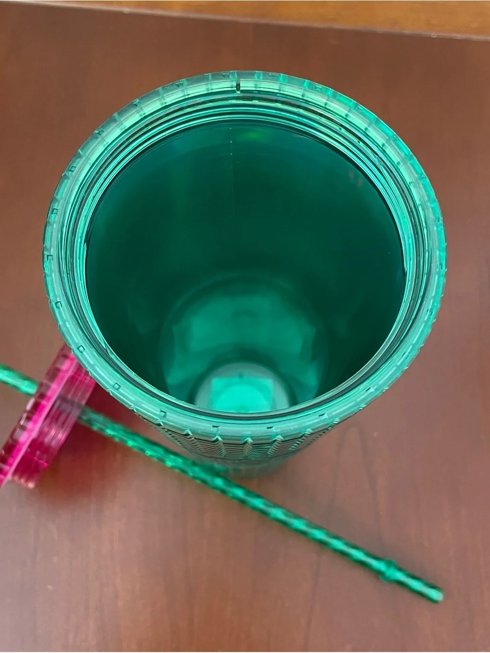NEW STARBUCKS WATERMELON GREEN PINK GRID STUDDED COLD CUP Travel Tumbler 24 oz
